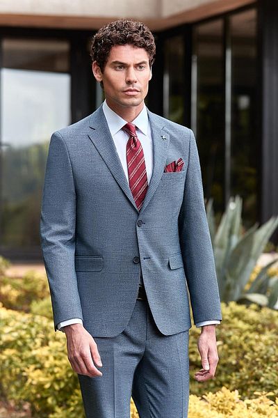 İmza Dark Navy Blue 6 Drop Slim Fit Mono Collar Suit - Lined 1001240174