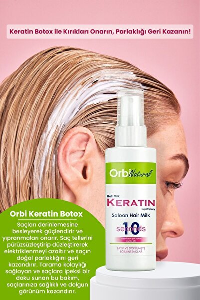 ORBIFRESH Durulanmayan Keratin Bakım Sütü Düzleştirme Dökülme Karşıtı Besleyici Saç Bakım Spreyi 250ml