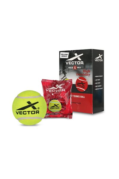 Vector X Heavy Cricket Tennis Ball, Pack of 6, Yellow