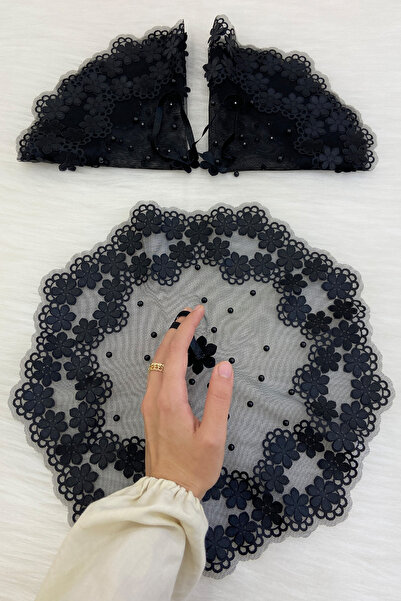 ZEYMERADE منديل عريس وعروس أسود، منديل عروس وعروس أسود مفصل باللؤلؤ، منديل خت...