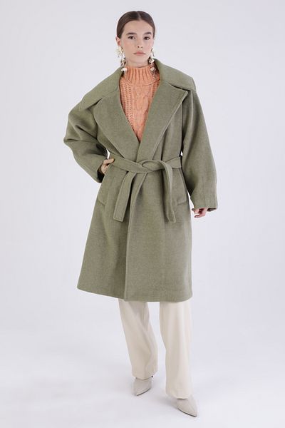 ALLDAY Πράσινο παλτό με ζώνη Oversize