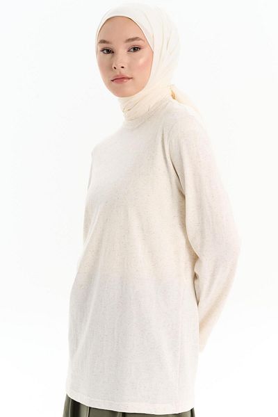 Tuğba Beige Color Crew Neck Knitted Blouse