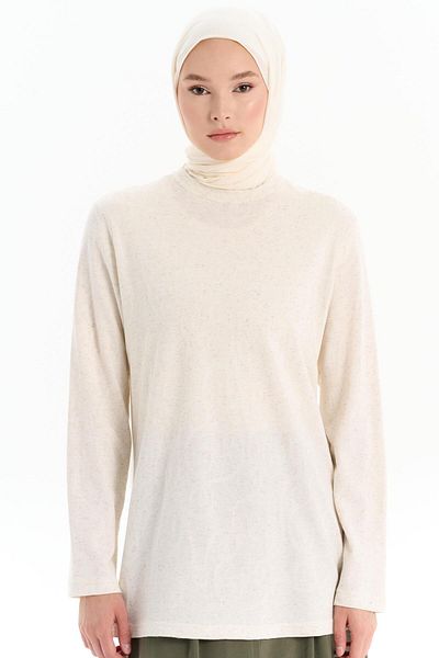 Tuğba Beige Color Crew Neck Knitted Blouse
