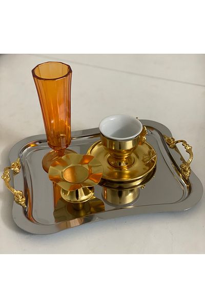 Elzemm store Stainless Steel Italian Serving and Presentation Tray with Large Wavy Handles 1 Piece