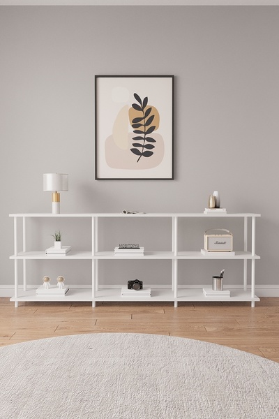 Mobitopya Çevir Kur 200 Cm Beyaz Bd Raflı Konsol 200*75*29 Cm