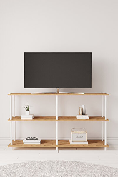 Mobitopya Çevir Kur 150 Cm Atlantik Çam B.d Raflı Tv Sehpası, Tv Ünitesi 150*75*29 Cm