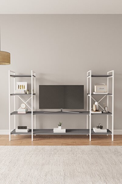 Mobitopya B.d Nilamu Antrasit Tv Ünitesi, Açık Raf, Kitaplık, Ofis, Ev, Salon...