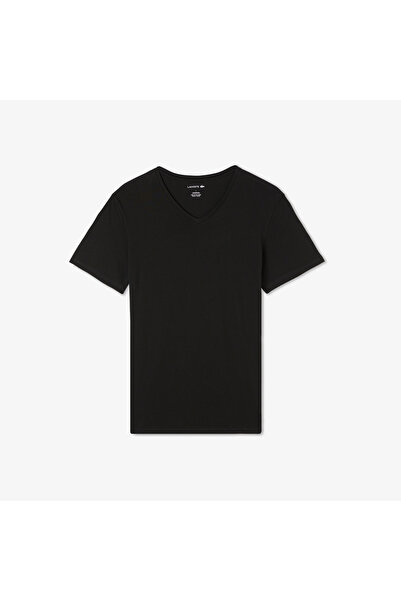 Lacoste Men's Slim Fit V-Neck 3-Piece Black Undershirt