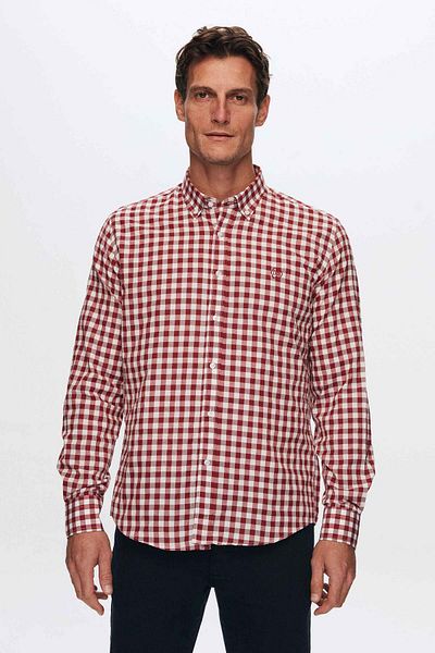D'S Damat Slim Fit Claret Red καρό πουκάμισο