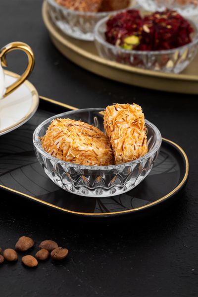 Porsima Elif 6-Piece Coffee Side Turkish Delight Bowl Presentation Glass Mini Catering Bowl Sugar Bowl Jam Sauce Bowl Set 70ml