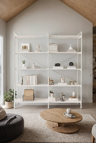 Mobitopya Nilamu Beyaz 5 Raflı Kitaplık | Ofis & Ev Için Organizer Raf Ünitesi 150×170×34 Cm