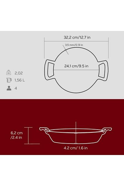 Lava 24cm Cast Round Sahan Iron Solid - Double Handles