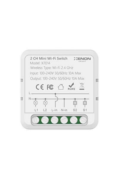Xenon Smart Akıllı Sıva Altı Çiftli Anahtar Switch Mobil Uygulama Wi-Fi Bluet...