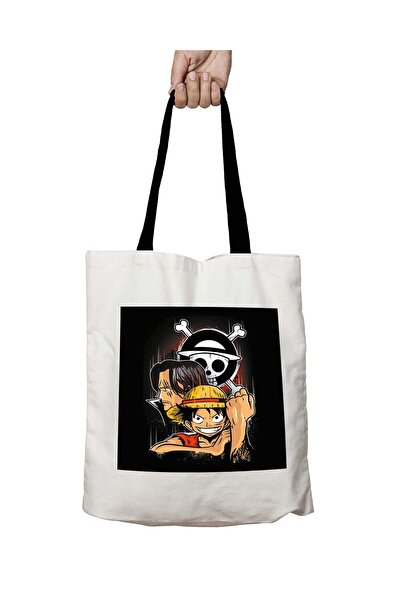 ART HEDİYE حقيبة كتف مدرسية قابلة للغسل بمقبض أسود من Pirate King Monkey D Lu...