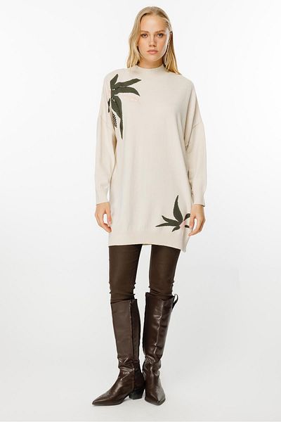 Ghisa Ecru Patterned Knitwear Tunic