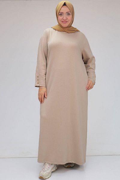 Eslina Φόρεμα 42031 Model Mink Osyho - Plus Size, με τσέπες και πατιλέτα