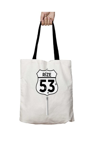 ART HEDİYE Black Sea Rize Plate 53 Washable School Shoulder Bag with Black Ha...