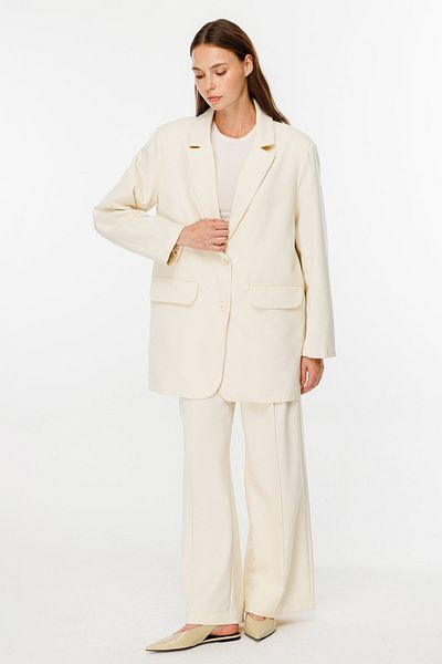 Hooopstore Κρεμ Χρώμα Oversize Basic Blazer