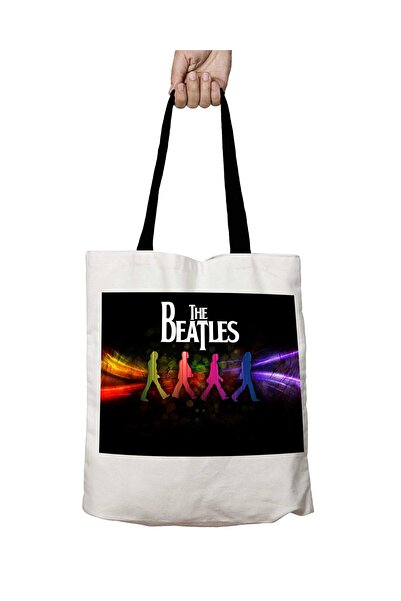 ART HEDİYE The Beatles Cover Album Washable School Shoulder Bag with Black Ha...