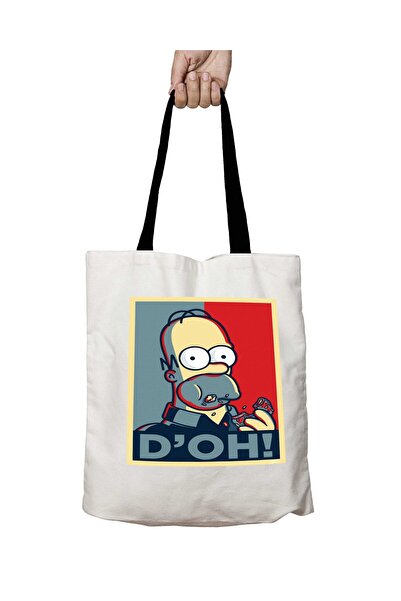 ART HEDİYE حقيبة كتف مدرسية قابلة للغسل بمقبض أسود من Homer Simpson - D'OH