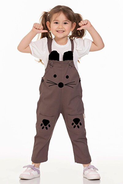 zepkids Askılı On Cıft Ceplı Kedıcık Kahverengi Renk Erkek Çocuk Tülum