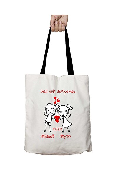 ART HEDİYE I Love You so Much with Black Handles Valentine Washable School Sh...