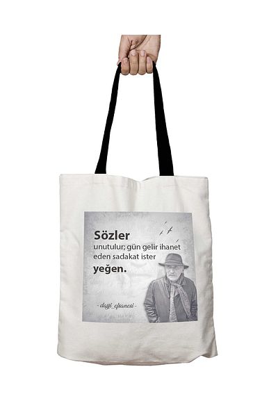 ART HEDİYE Black Handle Tuncel Kurtiz Sayings Forgetable Washable School Shoulder Bag