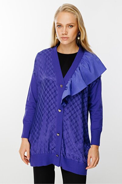 Ghisa Fırfır Detaylı Hırka MOR KAZAYAĞI