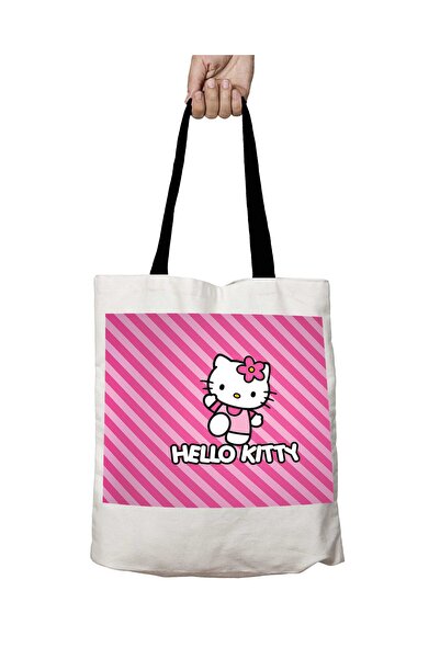 ART HEDİYE Hello Kitty Anime Washable School Shoulder Bag with Black Handles