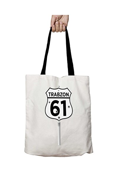 ART HEDİYE Black Sea Trabzon Plate 61 Washable School Shoulder Bag with Black...
