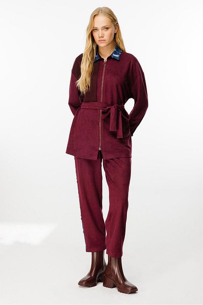 Ghisa Plum Colored Belted Waist Suit Set