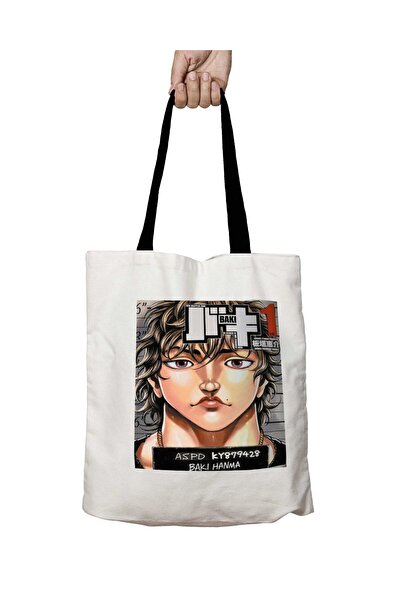 ART HEDİYE Anime Bakı Hanma Washable School Shoulder Bag with Black Handles