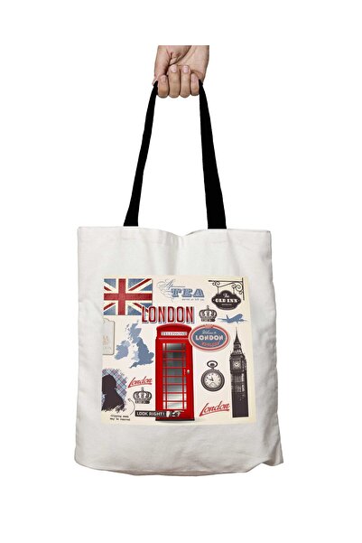 ART HEDİYE حقيبة كتف مدرسية قابلة للغسل تحت عنوان كشك الهاتف في لندن بمقبض أسود