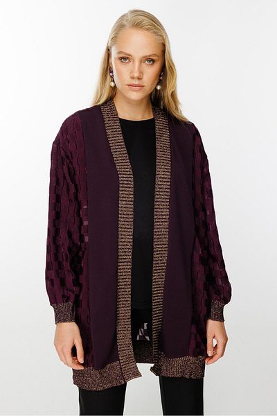 Ghisa Plum Rib Detailed Cardigan