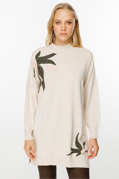 Ghisa Ecru Patterned Knitwear Tunic