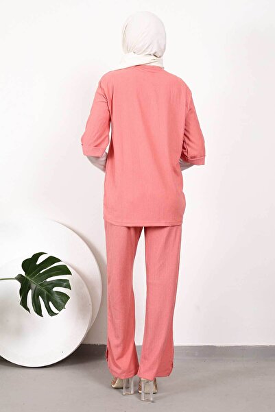 İmajButik Powder Front Gathered Necklace Wrap Suit