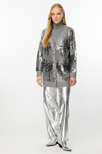 Ghisa Gray Sequined Cardigan