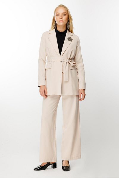 Ghisa Beige Linen Suit Set