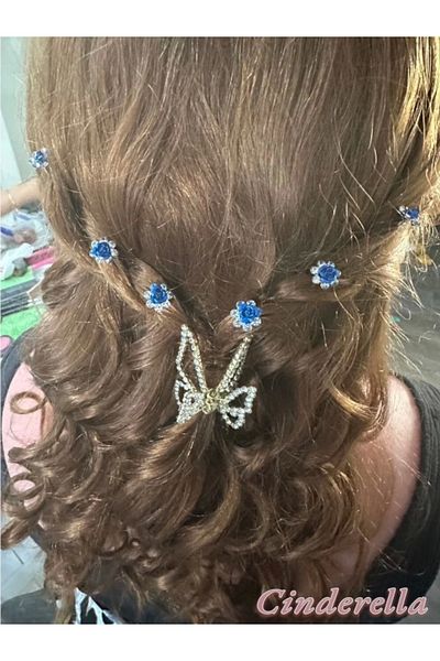Cinderella Mini design de flori din piatră de cristal - 10 bucăți agrafă de păr, albastru regal, accesoriu de păr pentru nuntă