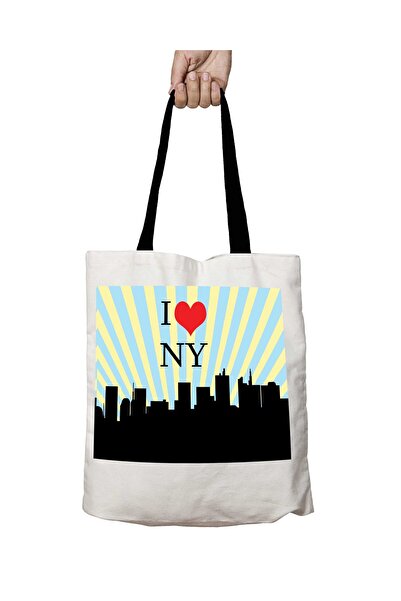 ART HEDİYE Black Handled I Love New York City Washable School Shoulder Bag
