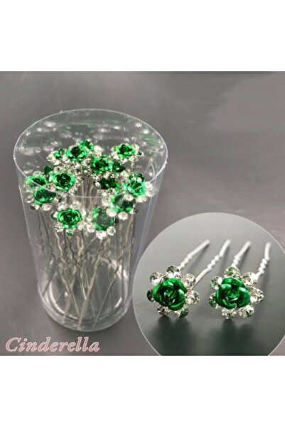 Cinderella 10 قطع من دبابيس الشعر المصغرة بتصميم زهرة من الكريستال باللون الأ...