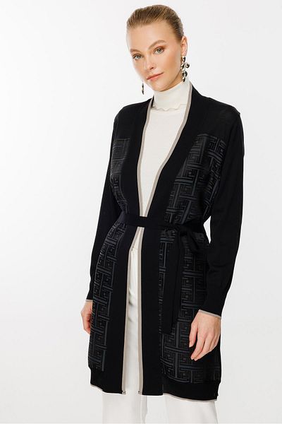 Ghisa Gray Black Knitwear Cardigan