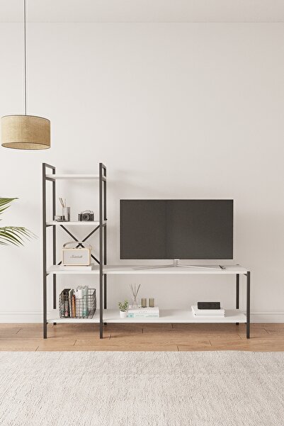 Mobitopya Nilamu Beyaz Tv Ünitesi | Açık Raflı Tv Sehpası Ve Çok Amaçlı Düzen...