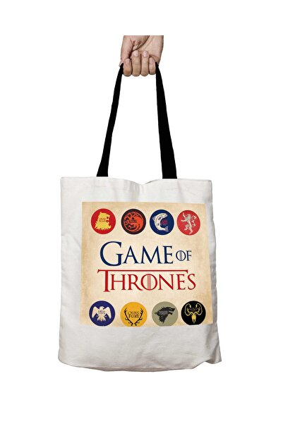 ART HEDİYE حقيبة كتف مدرسية قابلة للغسل من Game Of Thrones Symbols بمقبض أسود