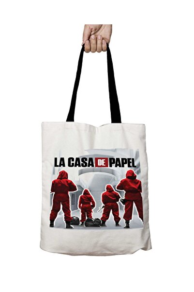 ART HEDİYE حقيبة كتف مدرسية قابلة للغسل بمقبض أسود من La Casa De Papel Krktr
