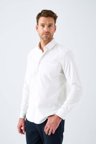 Paşahan Ανδρικό πουκάμισο Comfort Fit από 100% βαμβάκι με βελούδινη λεπτομέρεια κεντήματος και τσέπες