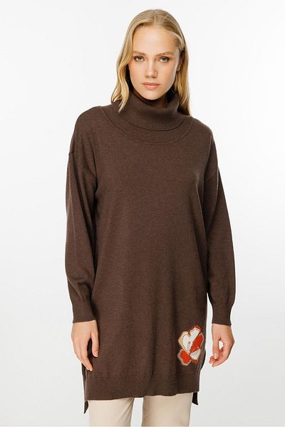 Ghisa Brown Turtleneck Knitwear Tunic
