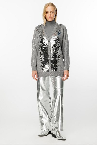 Ghisa Gray Sequined Cardigan