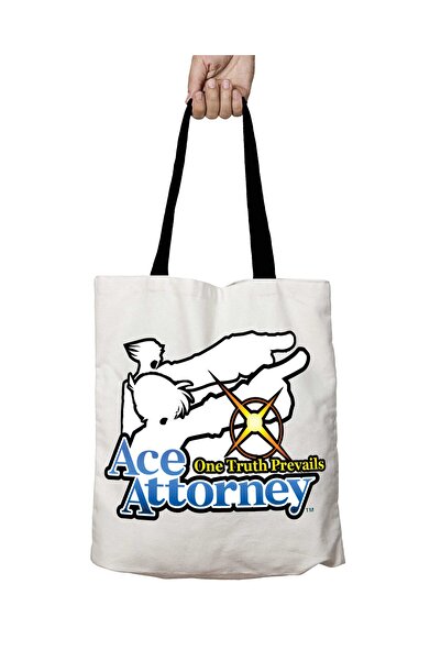 ART HEDİYE Ace Attorney Washable School Shoulder Bag with Black Handles