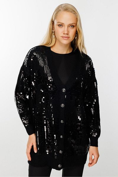 Ghisa Black Sequined Cardigan